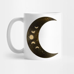 Gold Crescent Moon Phases Mug